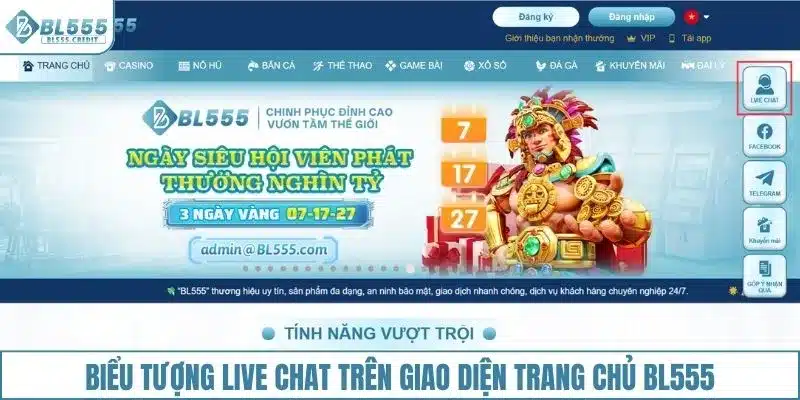 Biểu tượng kênh Live Chat trên trang chủ BL555