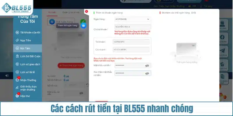 Các cách rút tiền tại BL555 nhanh chóng
