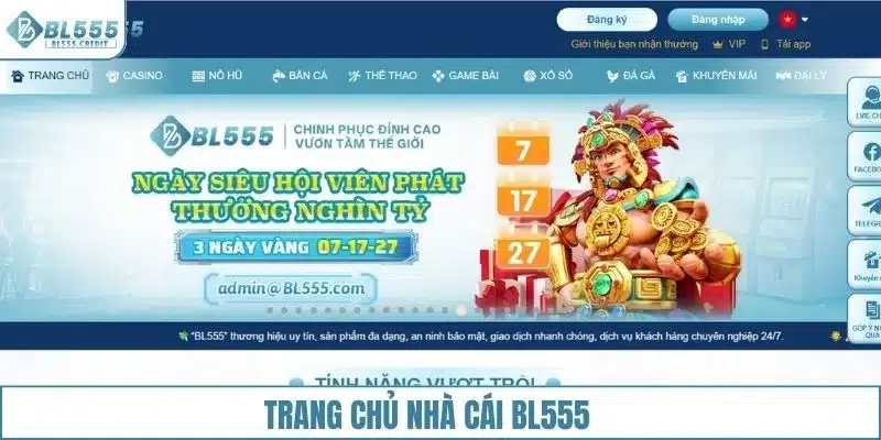 Giao diện trang chủ nhà cái cá cược BL555